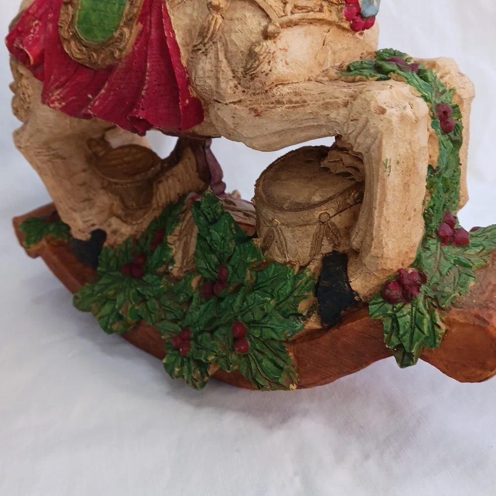 Resin Christmas Rocking Horse Violin Music 10x8x5